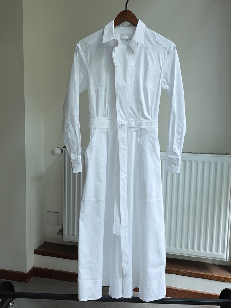 250英镑客供土耳其弹力有机棉英式经典款衬衫长袖连衣裙