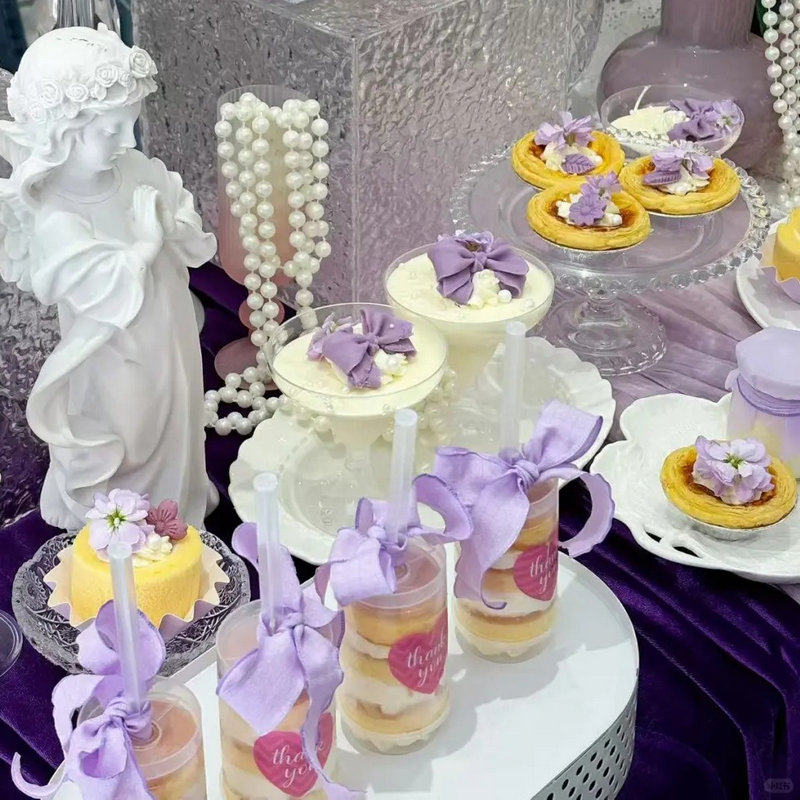紫色甜品台摆台布置布丁纸推推乐贴纸烘焙插件蛋糕纸杯氛围感桌布,淘宝优惠券,粉丝福利购,淘宝优惠卷