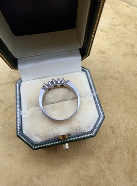 欧洲中古纯银设计款三石戒指vintage