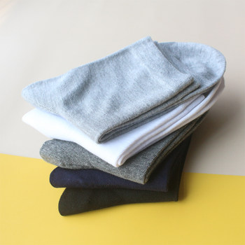 ຖົງຕີນຜູ້ຊາຍກາງ-calf pure cotton black business socks spring and autumn solid color breathable mid-length socks deodorant sweat-absorbent suits cotton socks