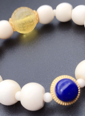 猛犸苹果珠手串银镶配件