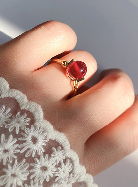 人工彩宝戒指莫桑钻星光红宝彩钻