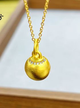 金店同款古法沙金有求必应小金球吊坠diy配件项链新款饰品