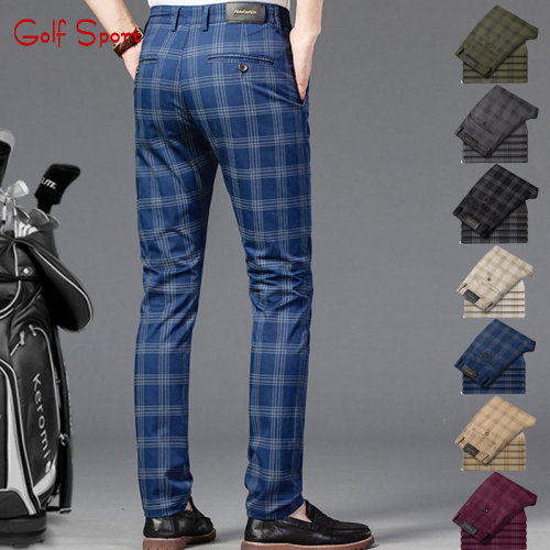 高尔夫男装球裤休闲格子男裤golf运动球服裤子服装男士春秋季长裤 - 图0