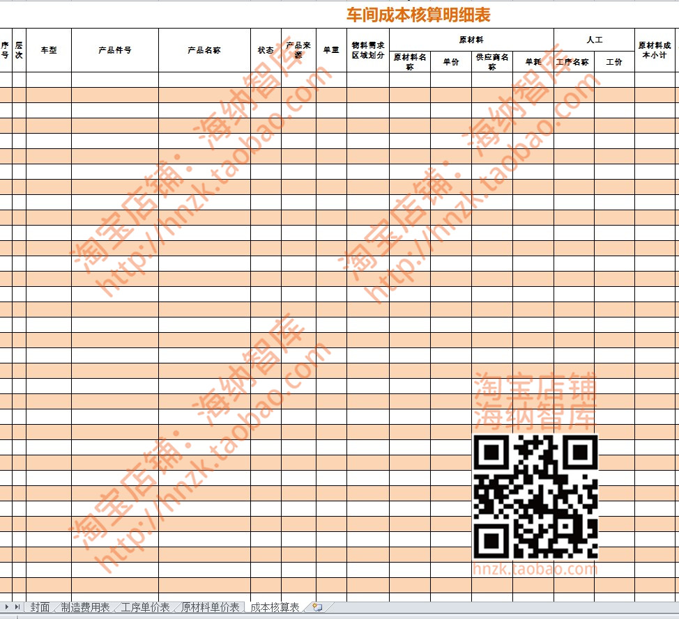 成本核算分析表excel表格模板产品生产费用估算研发计划表预算 - 图3