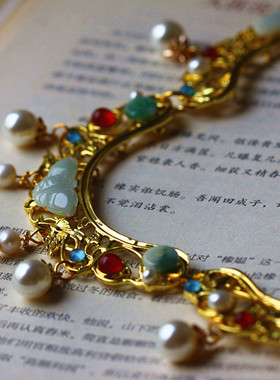 水墨少女女汉服项链材料包