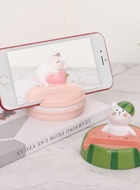可爱猫咪手机支架创意家居装饰品客厅办公室桌面小摆件少女心礼物