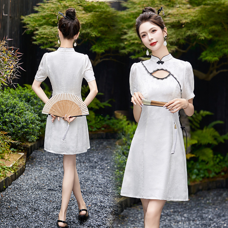 新款首发新中式连衣裙女夏季复古时尚显瘦裙子 - 图0