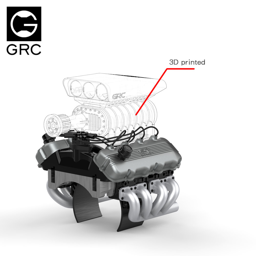 GRC F76D款 1/10仿真V8发动机罩风扇散热器 电机散热器 G164DR DS - 图2