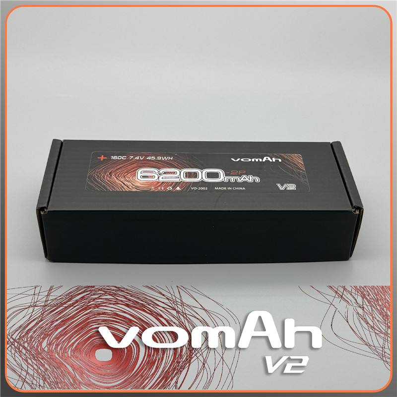 vomAh v2 锂电池 6200mah 7.4V 160C 2S2P  标准LCG低重心5MM插头 - 图1