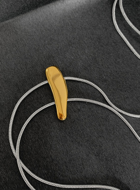 松本惠奈同款金银撞色长抽拉项链日系小众设计时髦双层两用毛衣