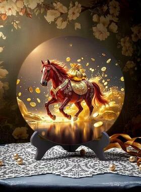 策马奔腾马到成功摆件高清装饰新款客厅家用精致相框商铺前台摆件