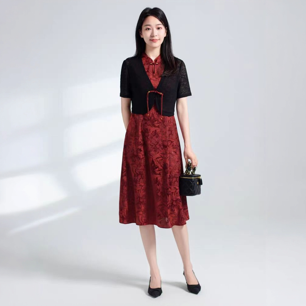 T066春夏新款时尚国风新中式优雅气质旗袍裙两件套套裙,淘宝优惠券,粉丝福利购,淘宝优惠卷