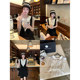 Doll collar top ມີ suspenders + ຊຸດ dress ແອວ