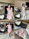 Thepeachofficial ສີບົວຫວານພຽງເລັກນ້ອຍ dress suit skirt ສະເຫຼີມສະຫຼອງແບບ retro ຂະຫນາດນ້ອຍມີກິ່ນຫອມ knitted cardigan ດູໃບໄມ້ລົ່ນ