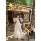 French Retro Hollow Swing Skirt Waist Dress