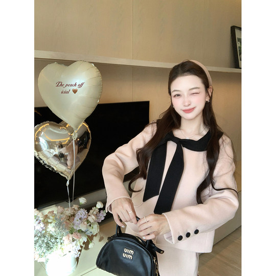 thepeachofficial【海德堡情书】小香学院风羊毛呢大衣半身裙套装