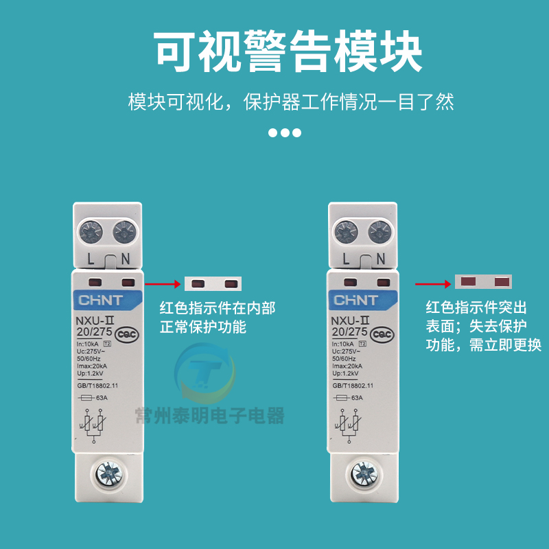 CHNT正泰浪涌保护器220V家用电涌NXU-II 2P 20kA避雷器防雷击NU6 - 图0