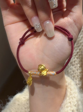 招财转运编织红绳999银小马手链