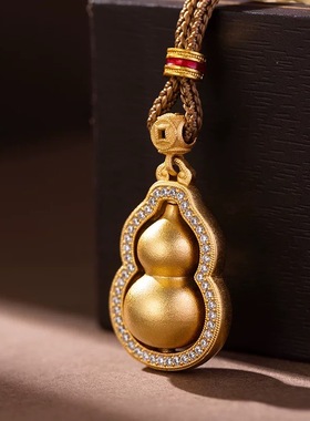 朱炳仁铜鎏光纳福葫芦项链精致葫芦送女友送妈妈吊坠毛衣链搭配