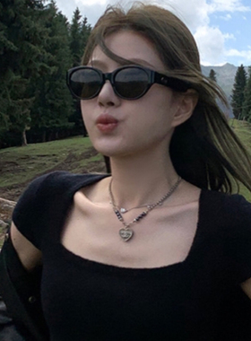 复古椭圆猫眼墨镜女款高级感大脸