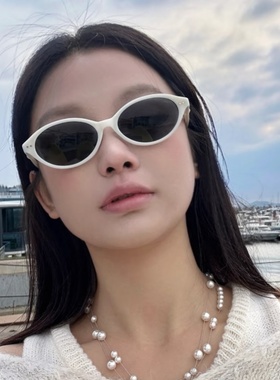 Jennie同款墨镜椭圆白色女高级感