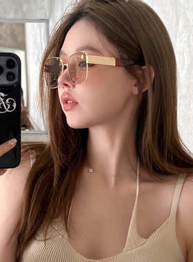 方形超大框茶色墨镜女高级感显瘦