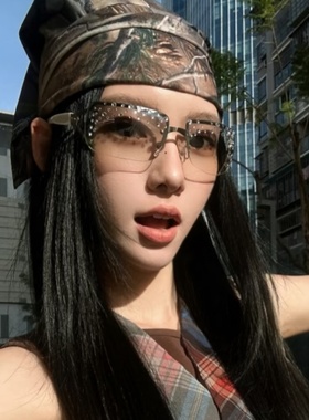 个性欧美复古亚裔辣妹风镶钻墨镜