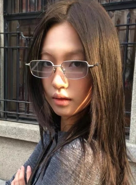 复古韩版浅蓝色金属gm墨镜女款