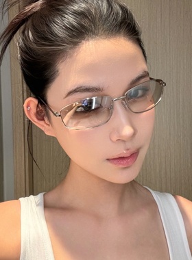 金属水银色Y2K复古椭圆太阳眼镜