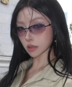 欧美椭圆形猫眼金属镂空无框墨镜