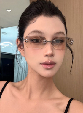 复古无框方形gm墨镜金属高级网感