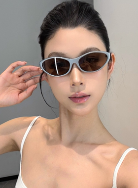 个性银灰色未来科技感猫眼墨镜