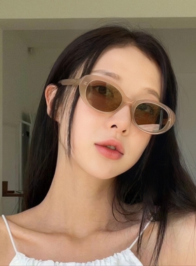 韩系椭圆猫眼女款茶色墨镜2023新