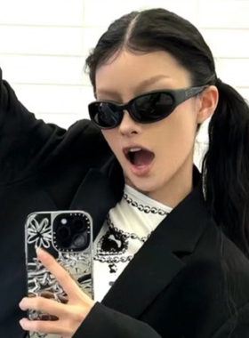 2024新款椭圆猫眼磨砂黑色gm墨镜