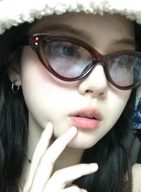 欧美复古三角猫眼红色凹造型墨镜