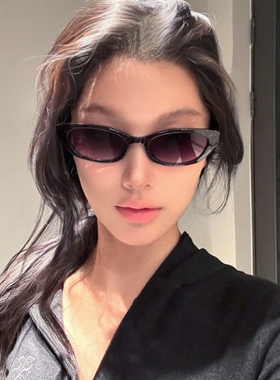 欧美猫眼窄框墨镜女高级感凹造型