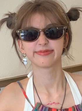 复古猫眼欧美式gm绿色椭圆墨镜女