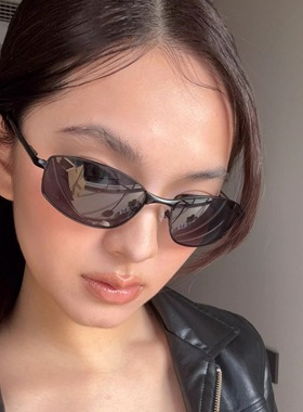 复古美式老钱风黑色猫眼街拍时髦墨镜高级感防晒防紫外线太阳眼镜