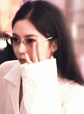 刘浩存同款无框椭圆茶色复古墨镜