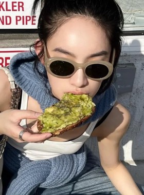 椭圆茶色gm太阳眼镜女款大脸显瘦