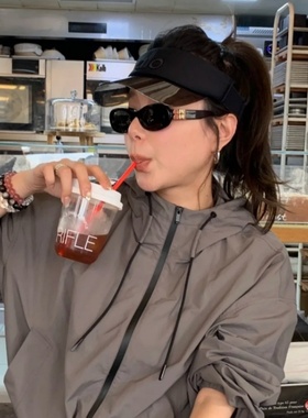 韩版复古黑色猫眼椭圆高级感墨镜