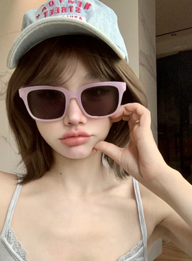 韩版方框紫色甜妹墨镜女款大圆脸