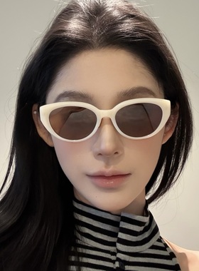 猫眼白色偏光防紫外线遮阳墨镜女