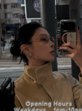 欧美风Y2K水银辣妹无框猫眼墨镜