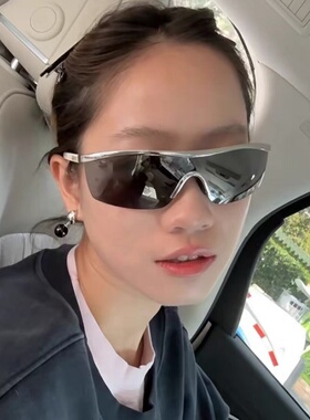 欧美风连体高级感户外运动骑行防风护目镜墨镜街拍太阳眼镜夜骑女