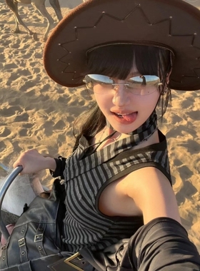 复古椭圆猫眼无边框水银Y2K墨镜