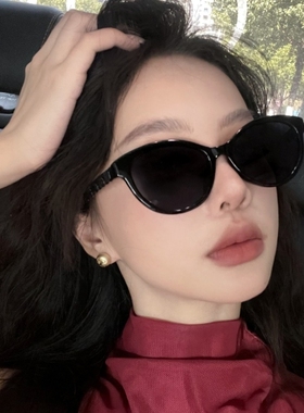 复古黑色猫眼墨镜女款链条编织腿