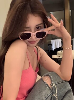 方形嫩粉色墨镜女高级感太阳眼镜