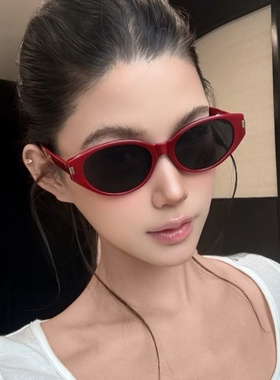 韩版复古猫眼红色高级网感太阳镜